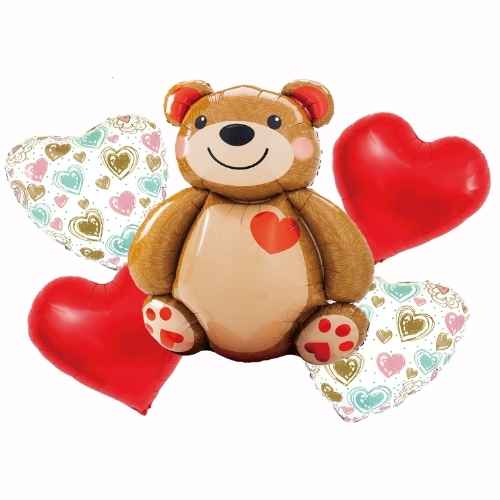 Teddy Bear I love you Helium Balloon Set 2